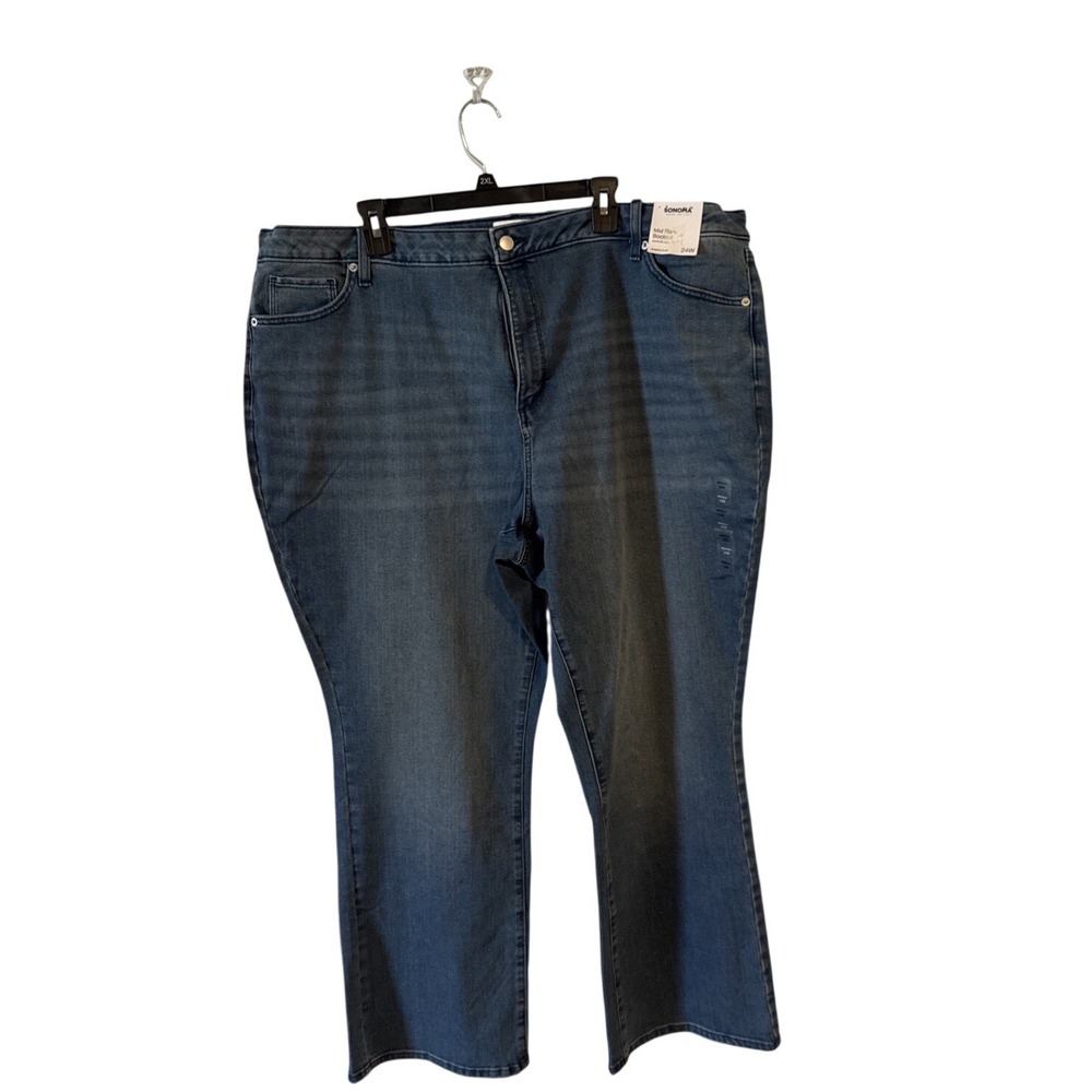 NWT Sonoma Womens Plus Size 24W Blue Denim Mid Rise Boot Cut Some Stretch Kohls